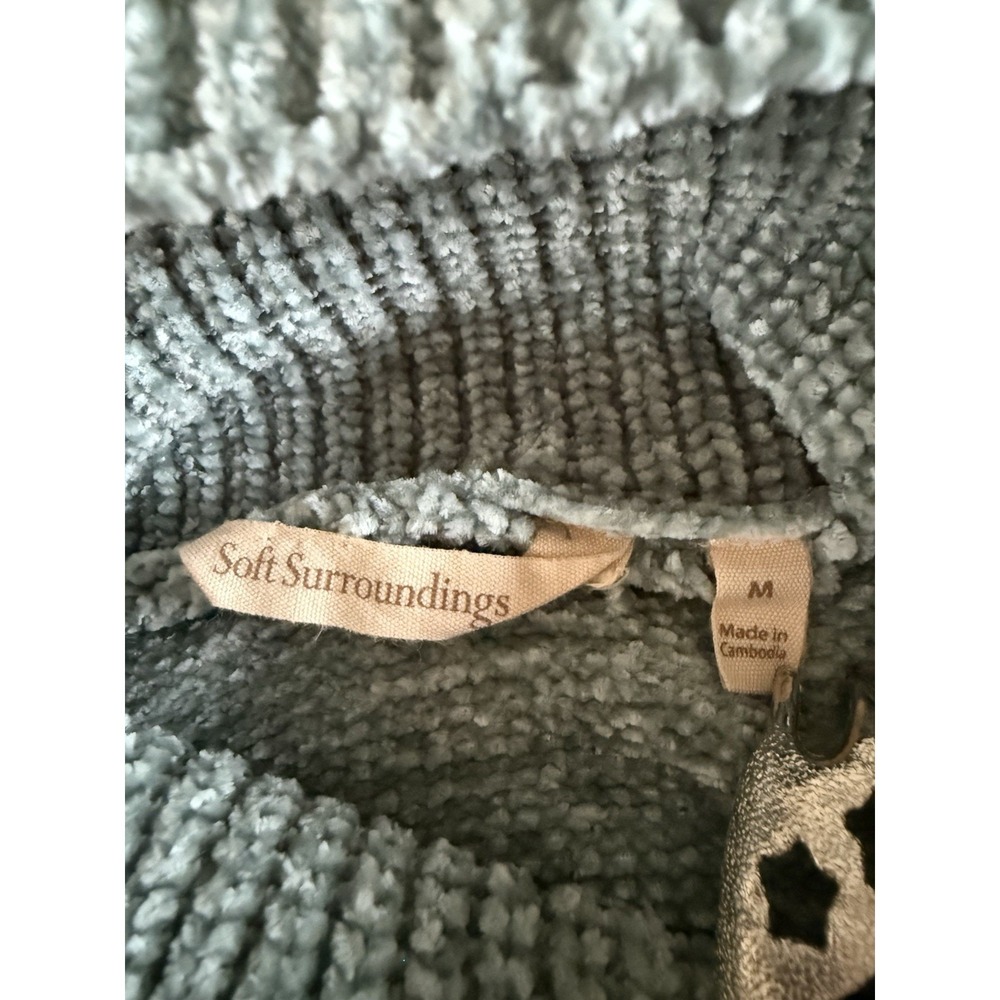 Soft Surroundings Sweater Womens Size M Sage Cowl Neck Relaxed Knit Chenille Top - Picture 5 of 11